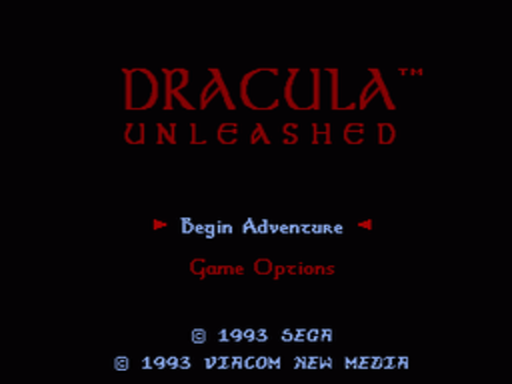 Dracula Unleashed title screen for Sega CD